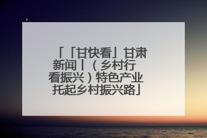 「甘快看」甘肃新闻丨（乡村行 看振兴）特色产业托起乡村振兴路