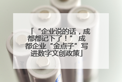 “企业说的话，成都都记下了！” 成都企业“金点子”写进数字文创政策