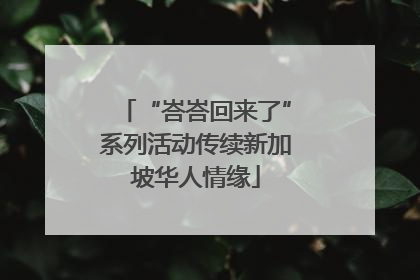 “峇峇回来了”系列活动传续新加坡华人情缘
