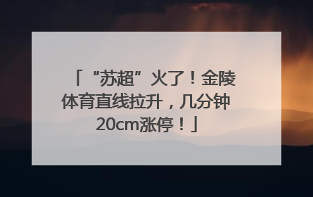 “苏超”火了！金陵体育直线拉升，几分钟20cm涨停！