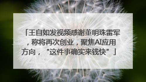 王自如发视频感谢董明珠雷军，称将再次创业，聚焦AI应用方向，“这件事确实来钱快”