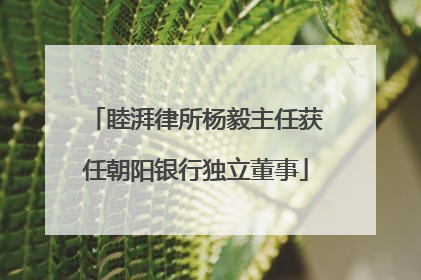 睦湃律所杨毅主任获任朝阳银行独立董事