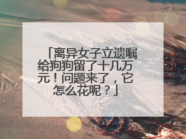 离异女子立遗嘱给狗狗留了十几万元！问题来了，它怎么花呢？