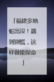 福建多地蛇出没！遇到别慌，这样做能保命