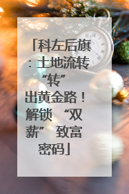 科左后旗：土地流转 “转” 出黄金路！解锁 “双薪” 致富密码
