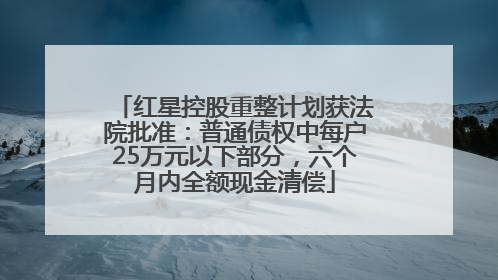红星控股重整计划获法院批准：普通债权中每户25万元以下部分，六个月内全额现金清偿
