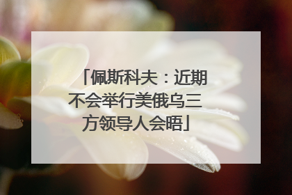 佩斯科夫：近期不会举行美俄乌三方领导人会晤