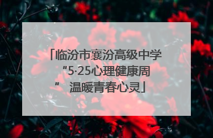 临汾市襄汾高级中学“5·25心理健康周” 温暖青春心灵