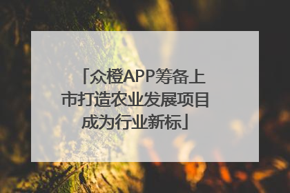众橙APP筹备上市打造农业发展项目成为行业新标