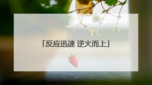 反应迅速 逆火而上