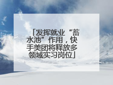 发挥就业“蓄水池”作用，快手美团将释放多领域实习岗位