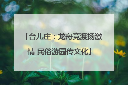 台儿庄：龙舟竞渡扬激情 民俗游园传文化