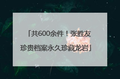 共600余件！张胜友珍贵档案永久珍藏龙岩