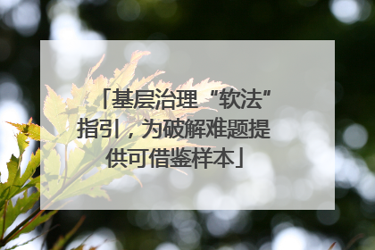 基层治理“软法”指引，为破解难题提供可借鉴样本