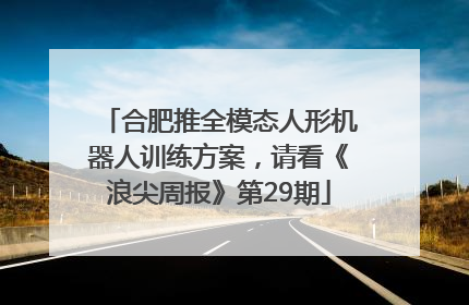 合肥推全模态人形机器人训练方案，请看《浪尖周报》第29期