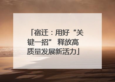 宿迁：用好“关键一招” 释放高质量发展新活力