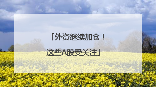 外资继续加仓！这些A股受关注