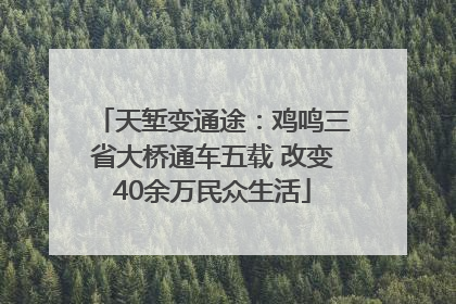 天堑变通途：鸡鸣三省大桥通车五载 改变40余万民众生活