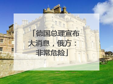 德国总理宣布大消息，俄方：非常危险