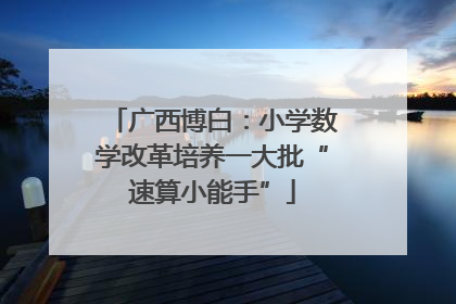 广西博白：小学数学改革培养一大批“速算小能手”