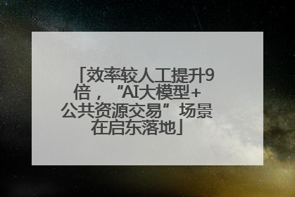 效率较人工提升9倍，“AI大模型+公共资源交易”场景在启东落地