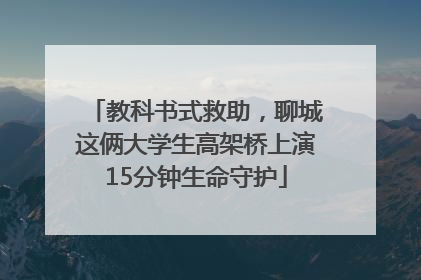 教科书式救助，聊城这俩大学生高架桥上演15分钟生命守护