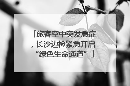 旅客空中突发急症，长沙边检紧急开启“绿色生命通道”