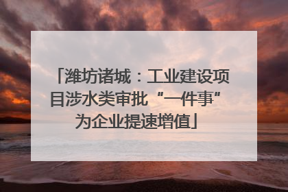潍坊诸城：工业建设项目涉水类审批“一件事” 为企业提速增值
