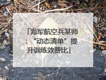 海军航空兵某师：“动态清单”提升训练效费比