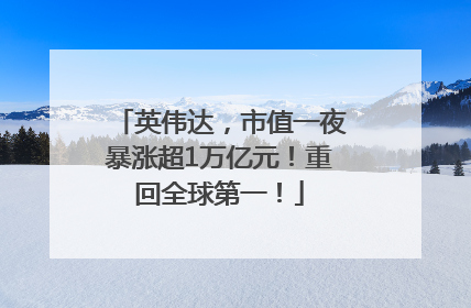 英伟达，市值一夜暴涨超1万亿元！重回全球第一！