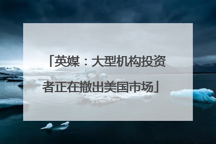 英媒：大型机构投资者正在撤出美国市场