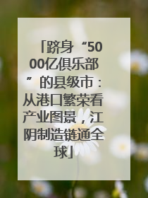 跻身“5000亿俱乐部”的县级市：从港口繁荣看产业图景，江阴制造链通全球