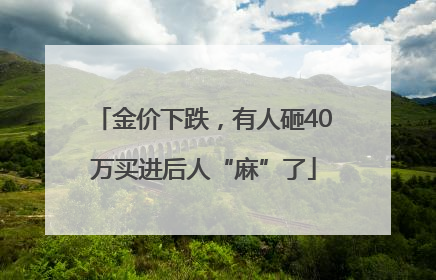 金价下跌，有人砸40万买进后人“麻”了