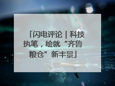 闪电评论｜科技执笔，绘就“齐鲁粮仓”新丰景