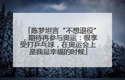 陈梦坦言“不想退役”，期待再参与奥运：很享受打乒乓球，在奥运会上是我最幸福的时候