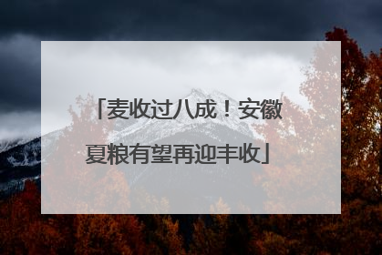 麦收过八成！安徽夏粮有望再迎丰收