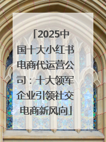 2025中国十大小红书电商代运营公司：十大领军企业引领社交电商新风向