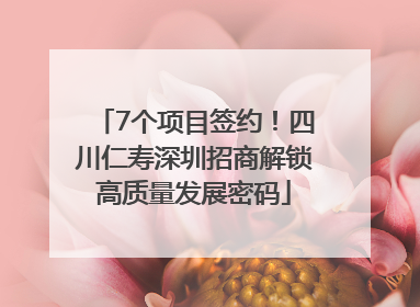7个项目签约！四川仁寿深圳招商解锁高质量发展密码