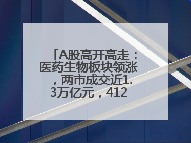A股高开高走：医药生物板块领涨，两市成交近1.3万亿元，4120股收涨