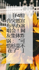 F4组合突然宣布举办演唱会！网友集体炸锅：“可惜杉菜不在了”
